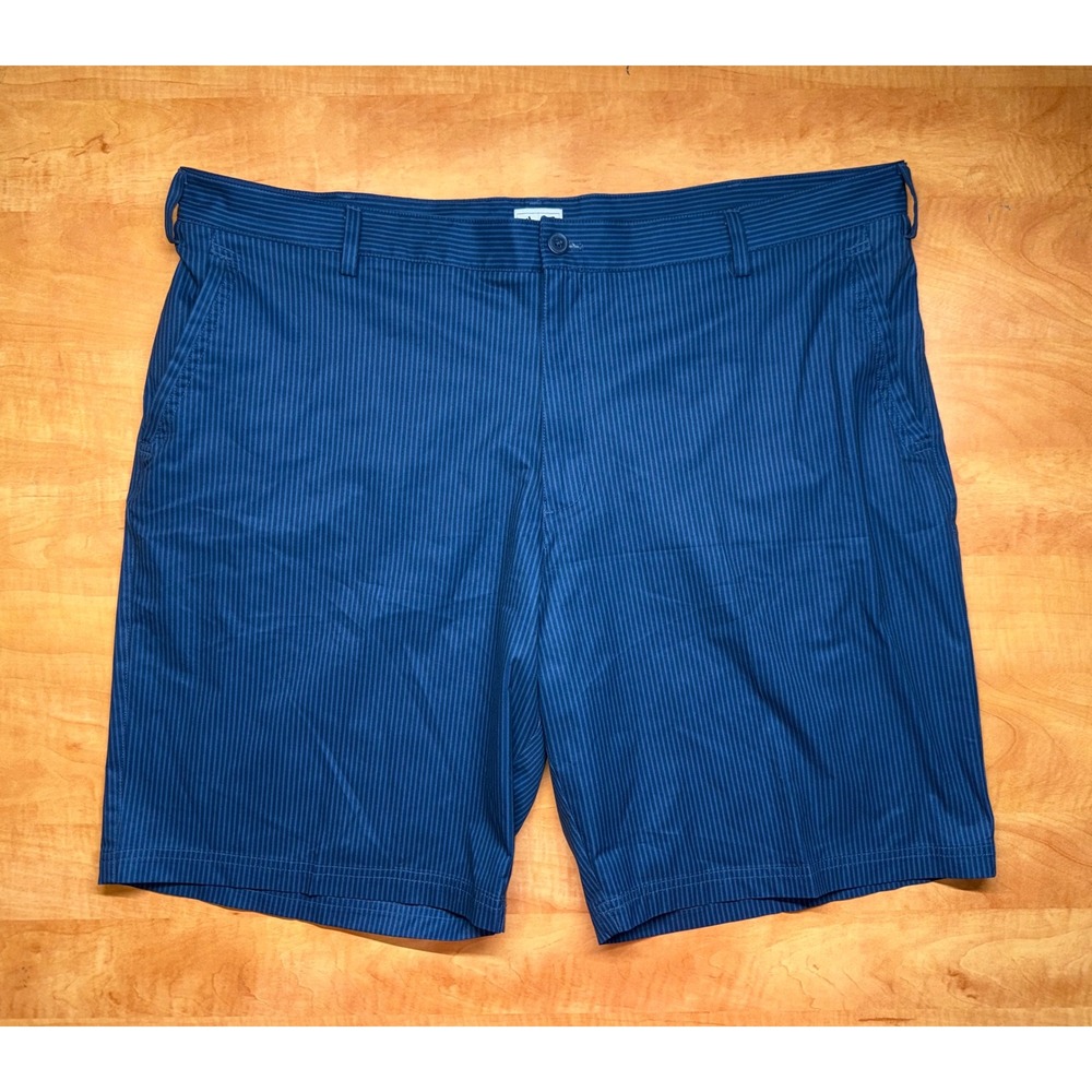 Adidas Golf Shorts Mens 42 Blue Pinstripe Performance Flat Front Athletic Casual